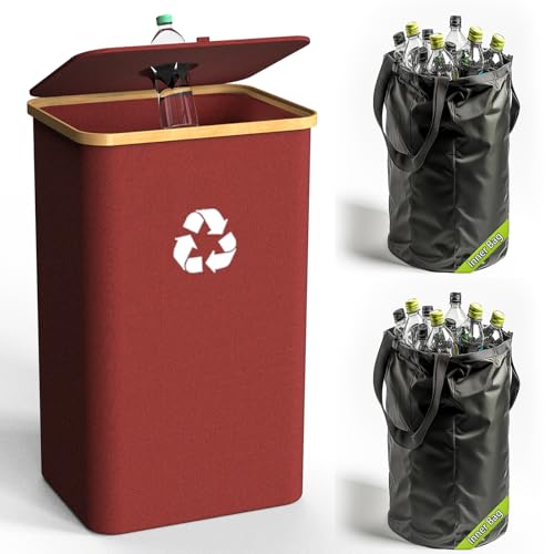 Recycling Bin for Kitchen Indoor Home (Red-26Gallon)
