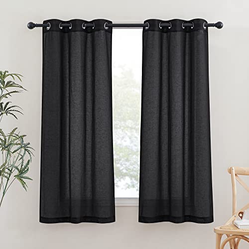 Black Sheer Curtains for Bedroom (36"W x 63"L (Pack of 2) / Black)