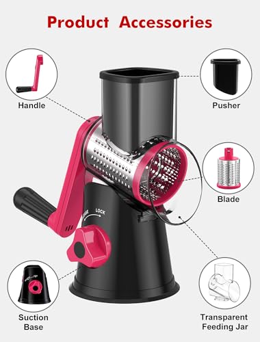 Cheese Grater Hand Crank (Black+Rosy / 3 Blades)