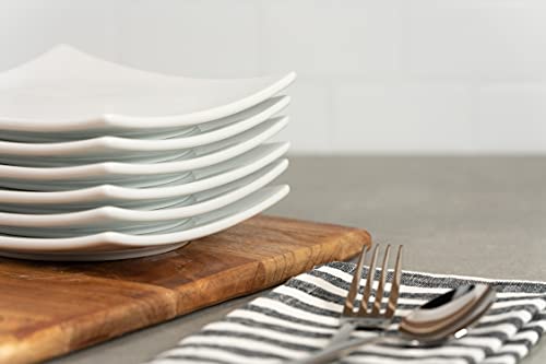 Simply White Ceramic 6 Inch Square Coupe Appetizer Plates