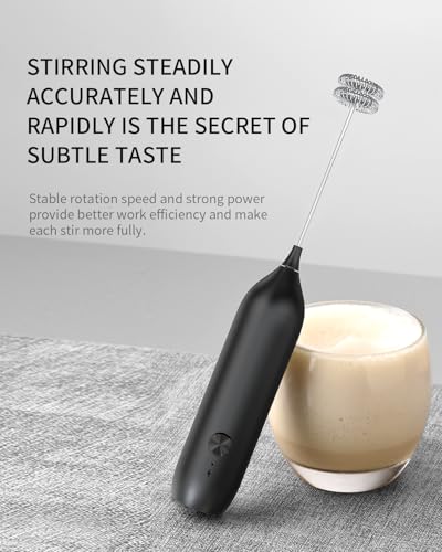 Rechargeable Milk Frother Handheld (Black)