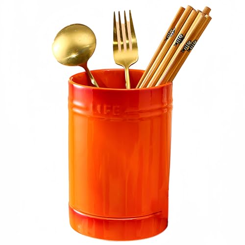 Kitchen Utensil Holder for Countertop (Orange / 4")