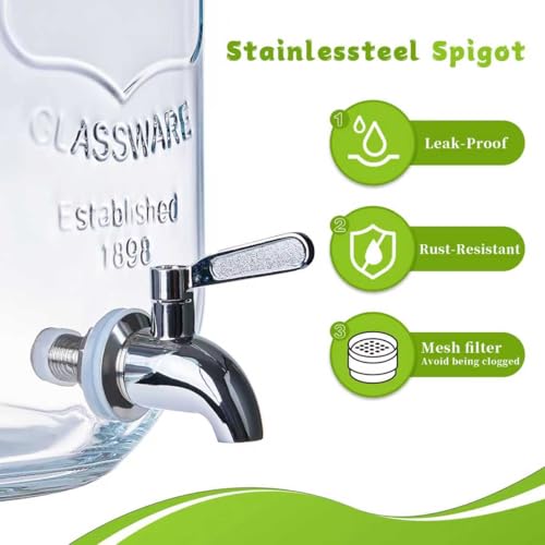 2 Gallon Glass Drink Dispenser with Stand
