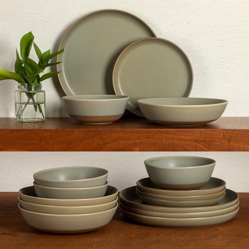 Laguna Bliss 16 Piece Stoneware Reactive Glaze (Matte Green (Laguna Bliss) / Service for 4 (16pcs))