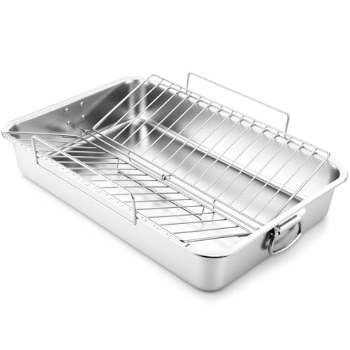 Extra Large Stainless Steel Turkey Roaster with Racks 23.6 * 15.7in Turkey Roaster Pot