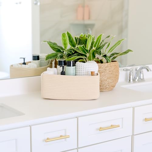 13.5”x8.5”x5.5” Storage Baskets for Shelves 3 Pack (Beige / 13.5" x 8.5" x 5.5")