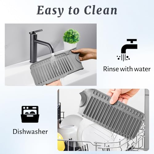 24 Inch Faucet Mat for Kitchen Sink Splash Guard (Gray / 23.6" x 5.5")