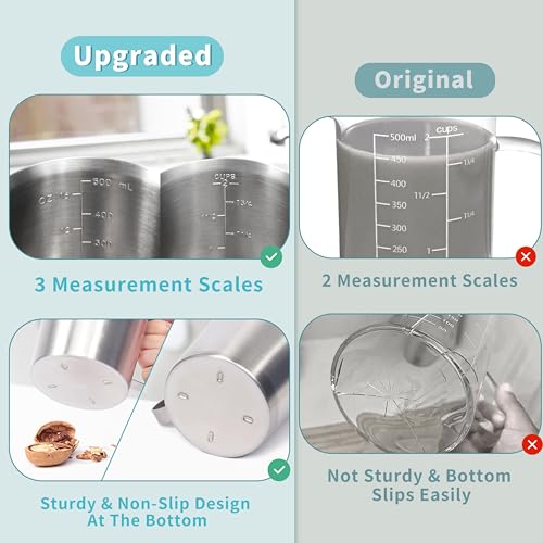 Newness 2 Pack Stainless Steel Measuring Cups Set