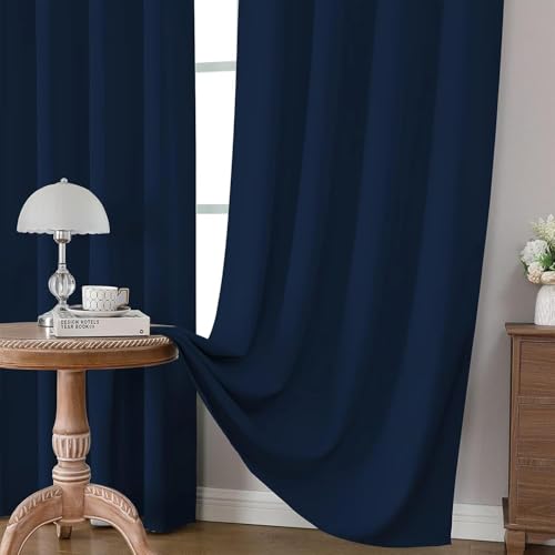 Blackout Curtains 84 Inch Length 2 Panels Set (Navy Blue / 52"W x 84"L (Pack of 2))