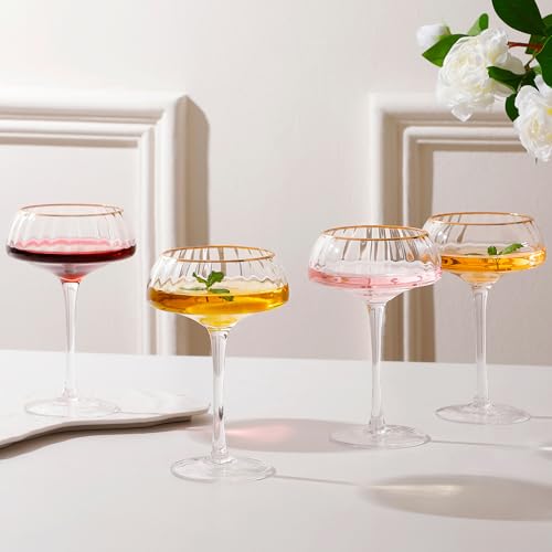 Coupe Glasses Set of 4 (Coupe Glasses - Gold Rim)