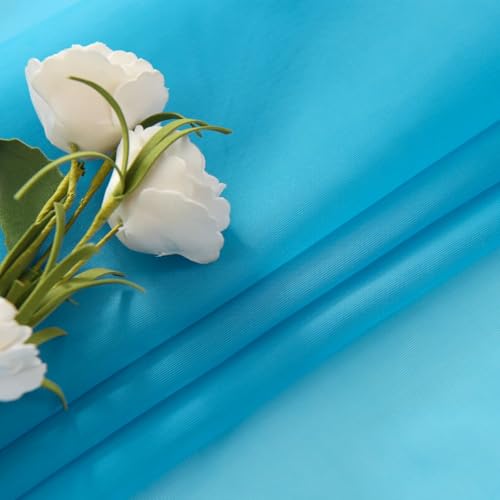 Basic Rod Pocket Sheer Voile Window Curtain Panels Cyan Blue 1 Pair 2 Panels 52 Width 18 Inch Long for Kitchen Bedroom Children Living Room Yard（Cyan Blue (Cyan Blue / 52"W x 18"L (Pack of 2))
