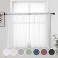 Short White Sheer Curtains 36 Inches 2 Panels Set (White / 42"W x 36"L (Pack of 2))