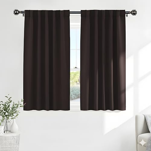 Blackout Curtains Short (Brown / 42"W x 45"L (Pack of 2))