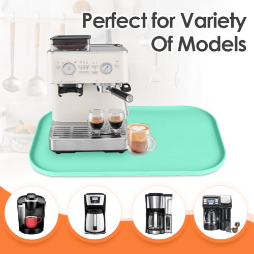 Silicone Coffee Maker Mat with Lip for Countertops (Mint Green / 24'' x 16'')