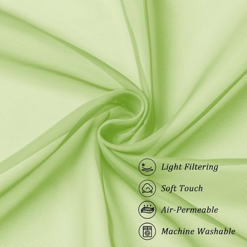 Sheer Valances for Windows (Lime / 42"W x 14"L (Pack of 2))