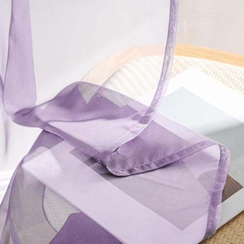 Light Purple Sheer Curtains 90 Inches Long 4 Panels 42 x 90 Inches (42"W x 90"L (Pack of 4) / Lavender)