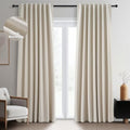 92 Inches Long Cream Custom Black Out Drapery Panels (Beige / 52"W x 92"L (Pack of 2))
