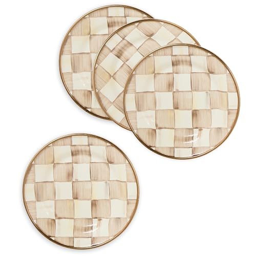 Appetizer Plate Set (Mocha Check / 4 Plates)