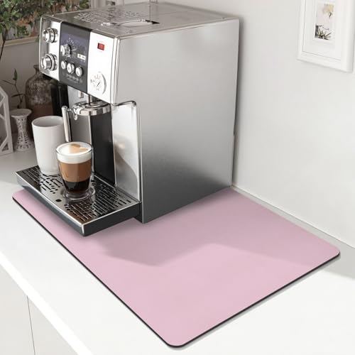 Coffee Mat Absorbent Dish Drying Mat for Kitchen Counter (Pink / 12" x 20")