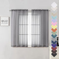 Charcoal Grey Sheer Curtains 54 Inch Length 2 Panels (Charcoal Grey / 40"W x 54"L (Pack of 2))