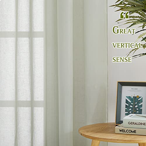 Sheer Linen Burlab Curtains & Drapes (52"W x 45"L (Pack of 2) / Sage Green)