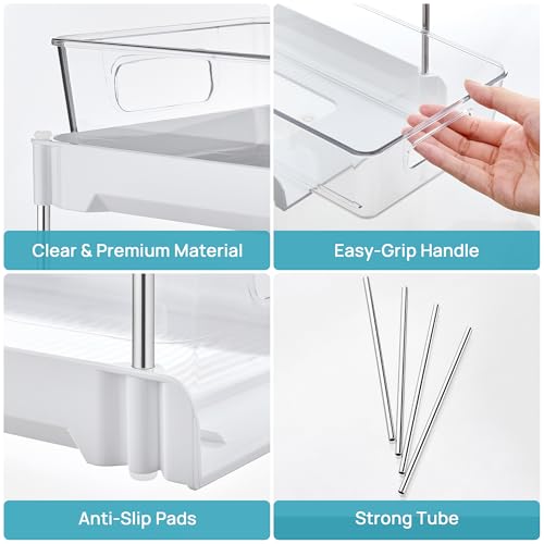 4 Pack Pull Out Bathroom Under Sink Organizer (White / S-Standard (4 Pack))