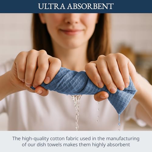 Kitchen Towel Set 100% Cotton Absorbent 12 Pack (18"x28" - 12 Pack / 05: Indigo)