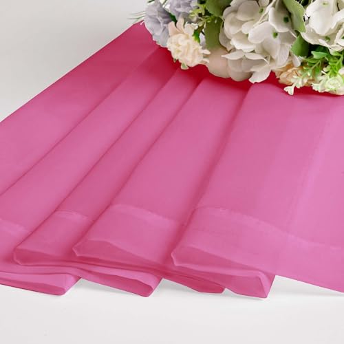 Short Hot Pink Sheer Curtains 36 Inch Length 2 Panels Set (Hot Pink / 42"W x 36"L (Pack of 2))