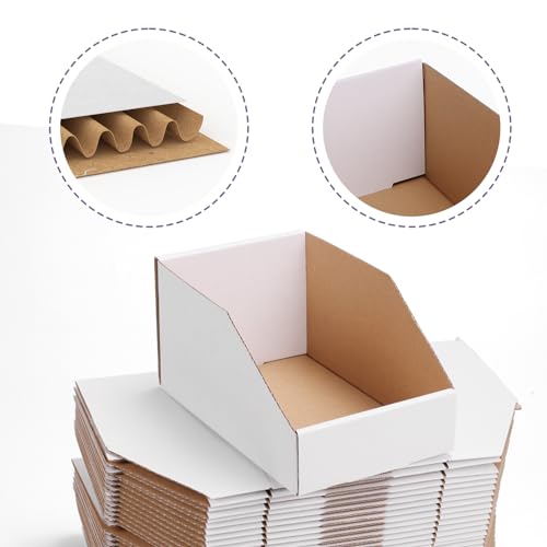 Cardboard Storage Bins 35 Pack (9.4x4x4.5 inches / White)