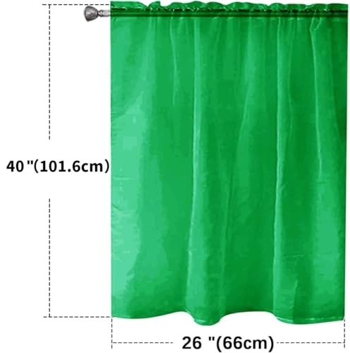 Basic Rod Pocket Sheer Voile Window Curtain Panels Green 1 Pair 2 Panels 26 Width 40 Inch Long for Kitchen Bedroom Children Living Room Yard（Green (Green / 26"W x 40"L (Pack of 2))