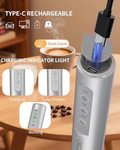Rechargeable Handheld Milk Frother Wand with Stand