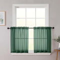 Kitchen Curtains 24 Inch Length Tier 2 Pieces (Hunter Green / 42"W x 24"L (Pack of 2))