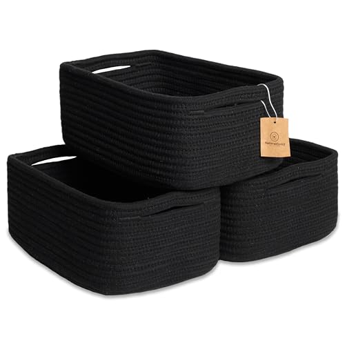 11.8"x8"x4.5” Rectangle Storage Baskets for Shelves 3 Pack (Black / 11.8" x 8" x 4.5")