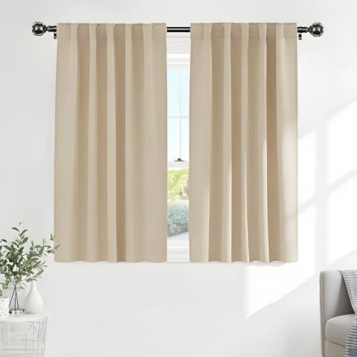 Blackout Curtains for Bathroom (Biscotti Beige / 34"W x 45"L (Pack of 2))