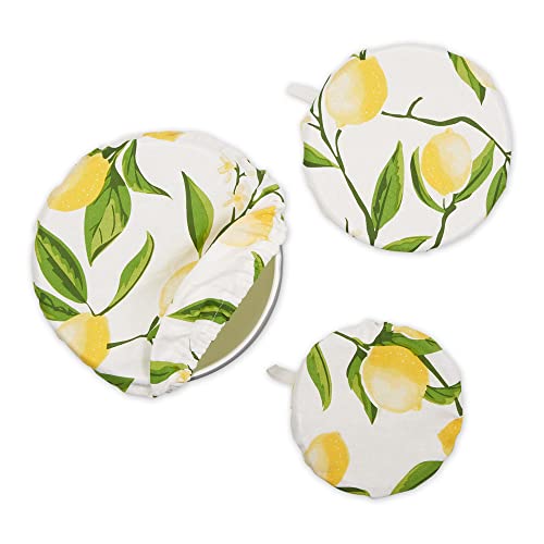 Reusable Cloth Bowl Cover Collection Machine Washable (Lemon Bliss Print / 10.25"/8.25"/7.5" Diameter)