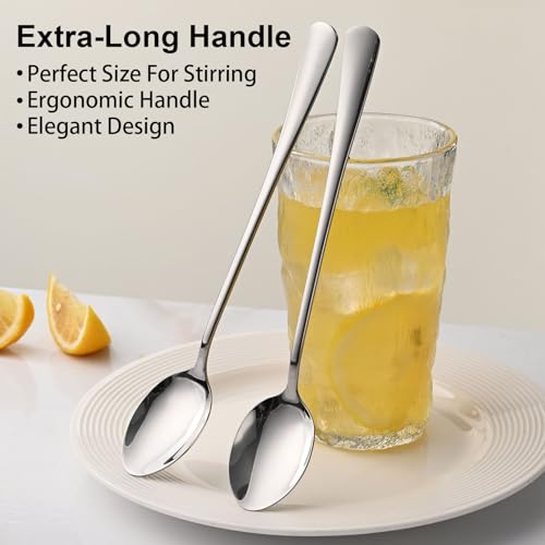 7.5 Inches Stainless Steel Iced Tea Spoons (Silver / 7.5 Inch)