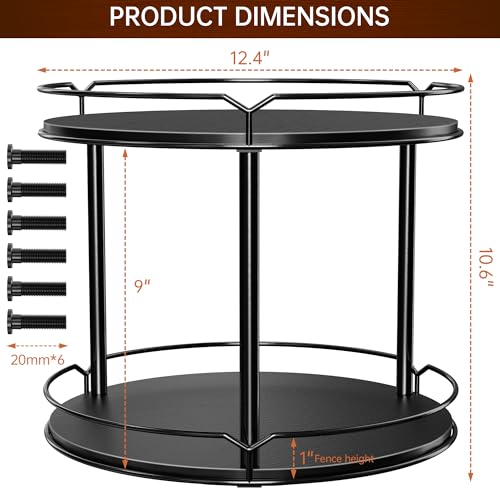 Lazy Susan Organizer 2 Tier (Black-12.4")