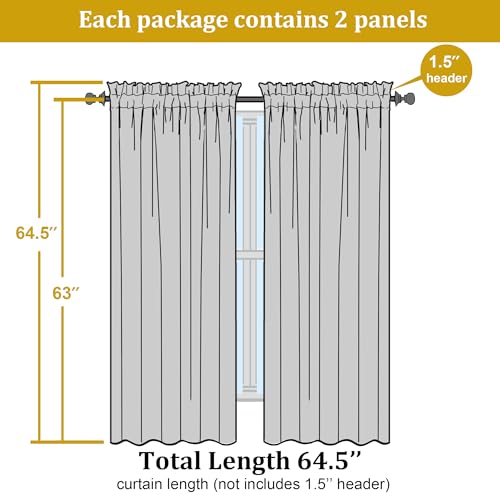 Sheer Curtains 63 inch Length (Ivory / 42"W x 63"L (Pack of 2))