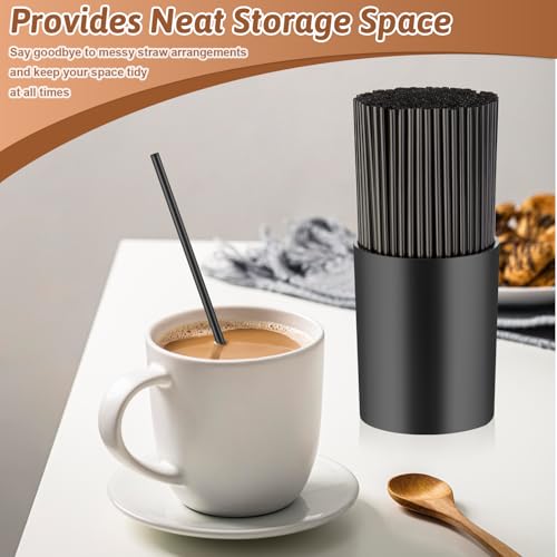 200 Pcs Black Coffee Stirrer Sticks and Holder Set 7 Inch Plastic Coffee Stir Straws with Holder Cocktail Drink Stirrers Mixing Milk Cocktail Drinks Supplies for Coffee Bar Home Party (7 inch / Black)
