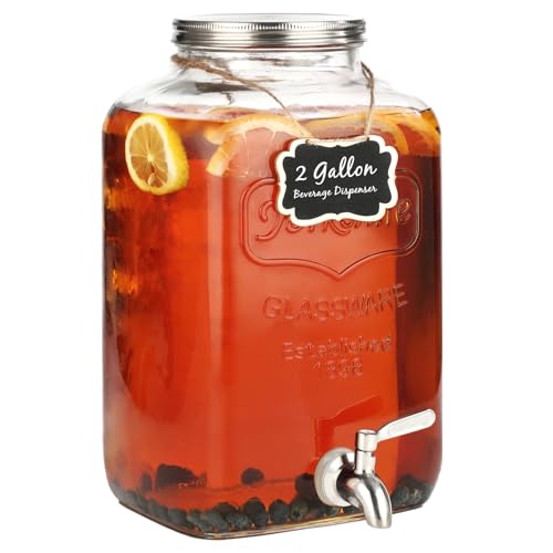 2 Gallon Glass Drink Dispenser (2 Gallon No Stand)