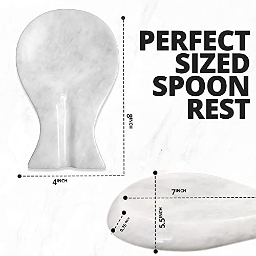Luxury Handmade Cloudy White Marble Spoon Rest for Kitchen Counter (Cloudy White)