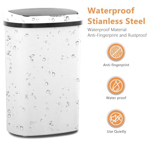 13 Gallon 50 L Kitchen Trash Can with Lid (White / 3 Trash Can)