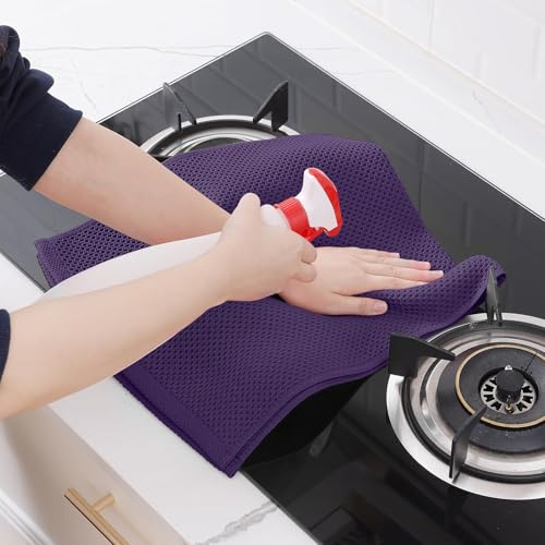 100% Cotton Waffle Weave Kitchen Dish Towels 18 (Eggplant / 13 X 28 - 18 Pack)