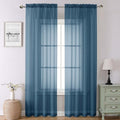 Dusty Blue Sheer Curtains 90 Inches Long 2 Panels (Dusty Blue / 42"W x 90"L (Pack of 2))