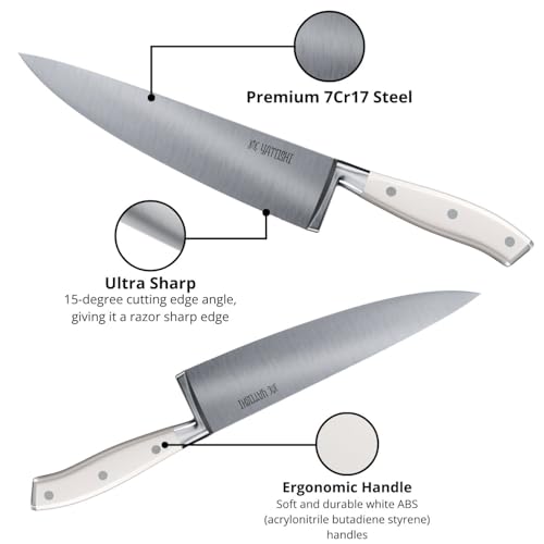 Yatoshi Magnetic Kitchen Knife Block Set 6 Pcs White (White / 6-Piece)