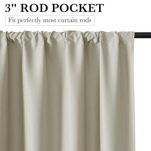 100% Blackout Short Curtains for Small Window (100% Blackout - Natural / 34"W x 45"L (Pack of 2))