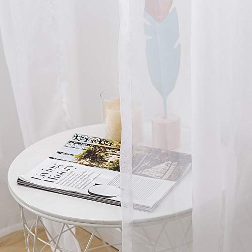 2 Panels White Sheer Curtains for Living Room 54 X 54 Inches (White / 54"W x 54"L (Pack of 2))