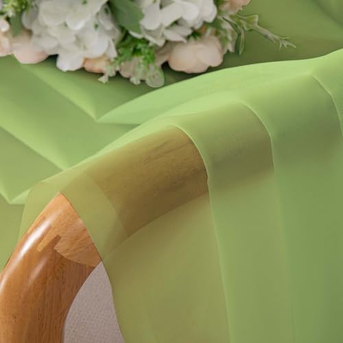Sheer Curtains 36 inch Length 2 Panels Set (Lime / 42"W x 36"L (Pack of 2))