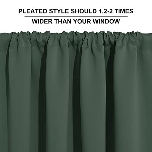 Blackout Curtains for Bedroom Living Room Nursery 63 inches Long (Dark Green / 42"W x 63"L (Pack of 2))