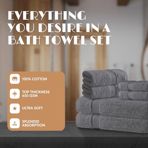 Gray Bath Towel Set of 6 (Gray / Bath Towel Set)